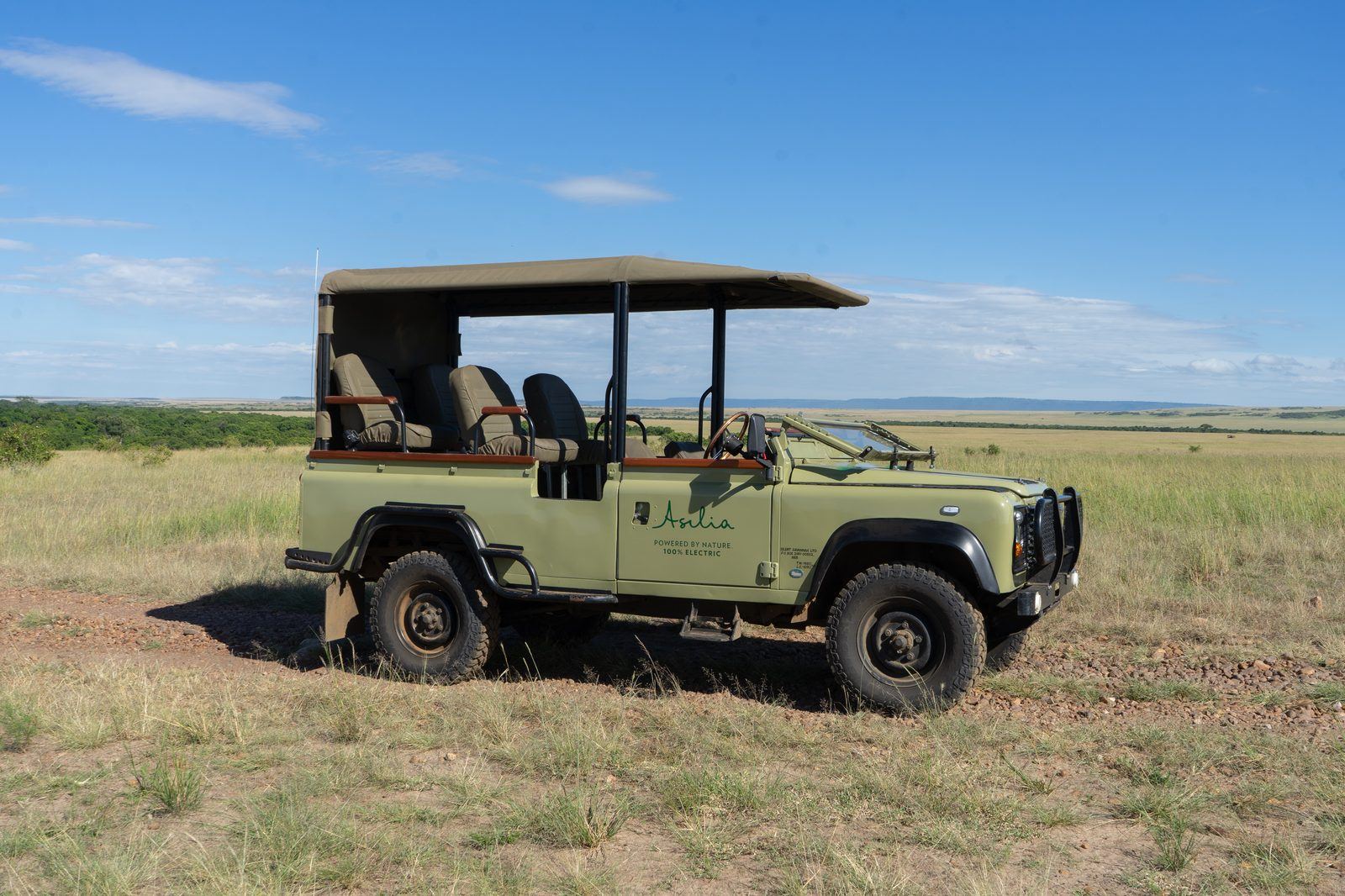 Electric Land Rover on safari