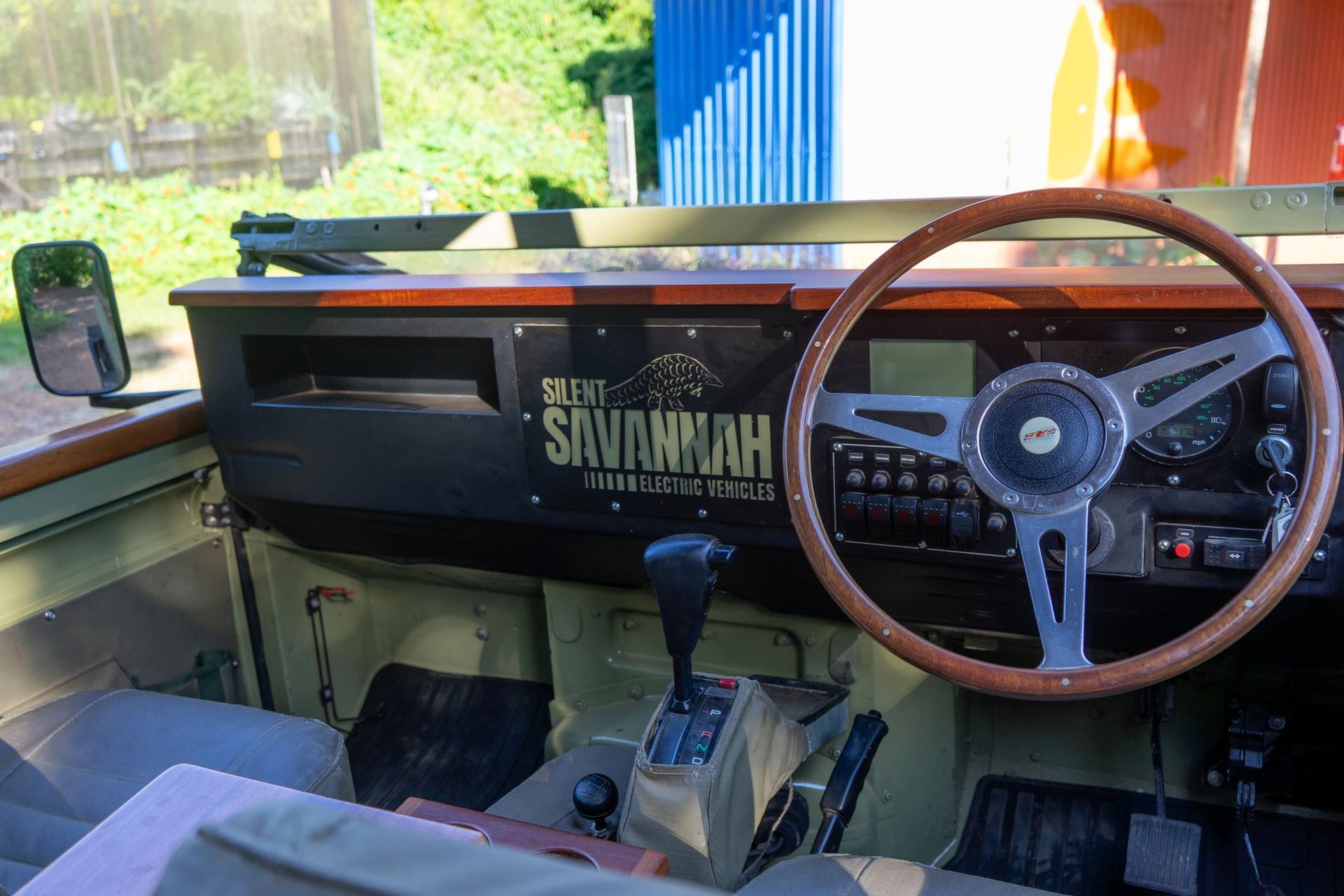 Silent Savannah electric Land Rover dashboard